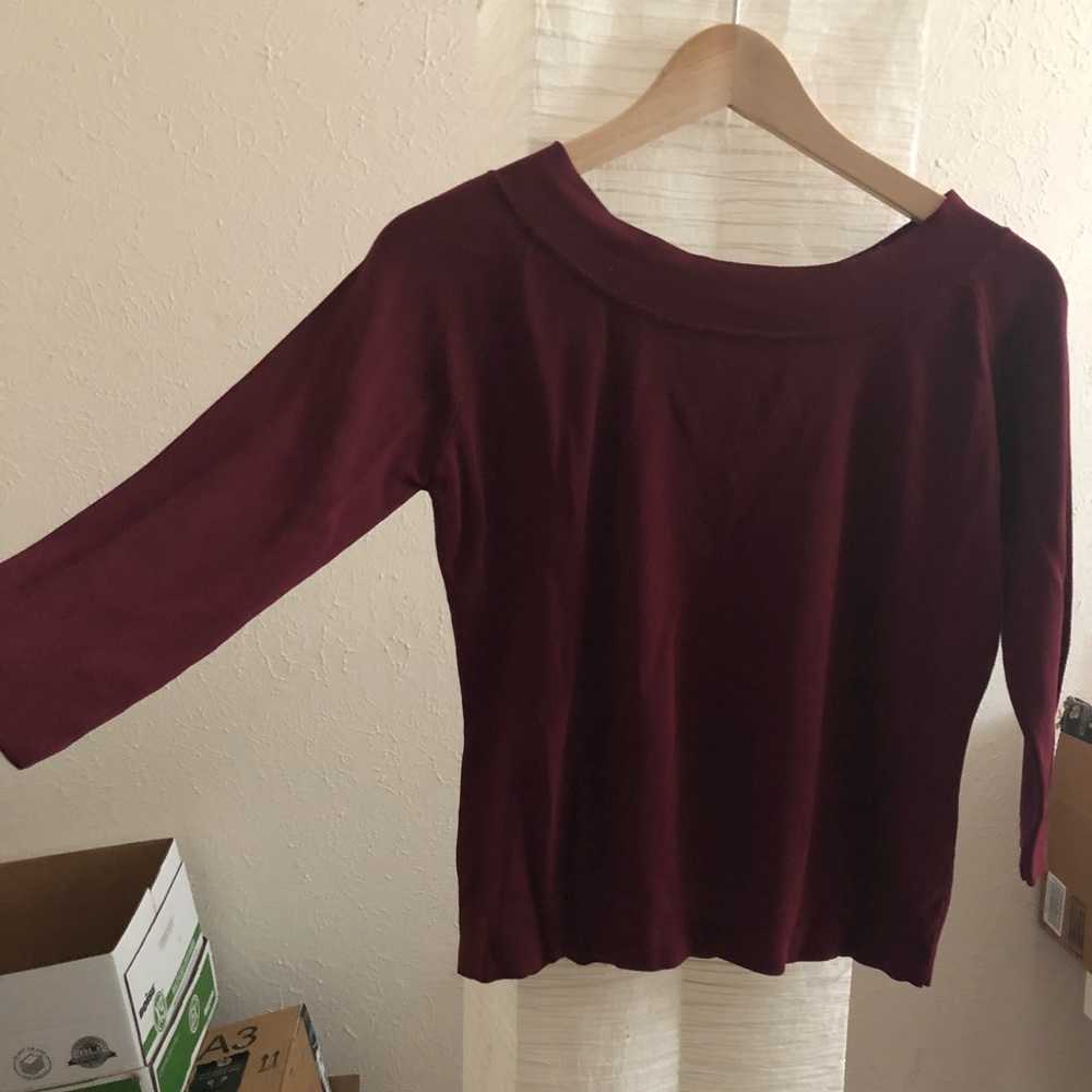 Red Burgundy Half Sleeve Blouse Tee Shirt